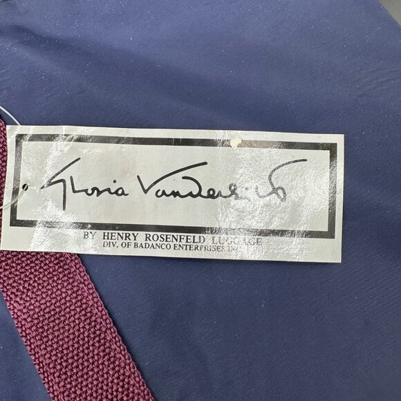 Vintage Travel Duffle Bag Luggage Gloria Vanderbilt Navy Burgundy 1980s Nylon - Picture 6 of 12